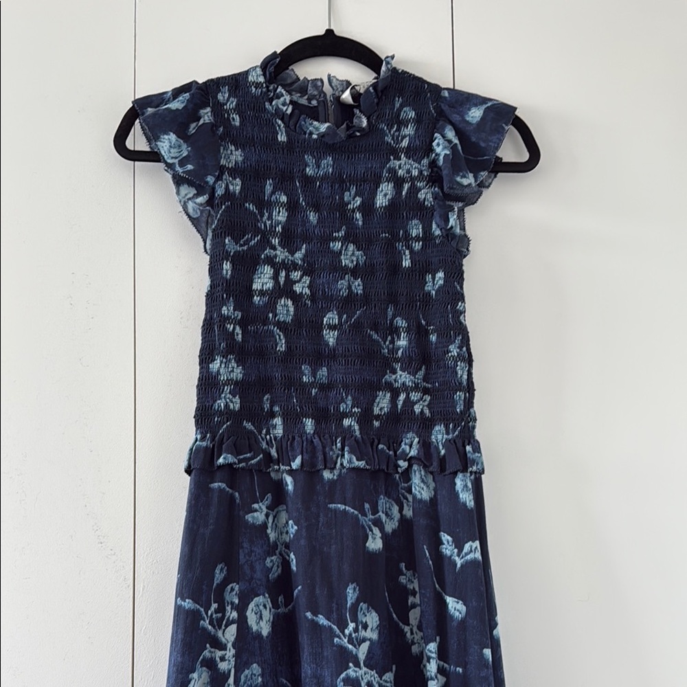 Sea New York Blue Floral Smocked Dress